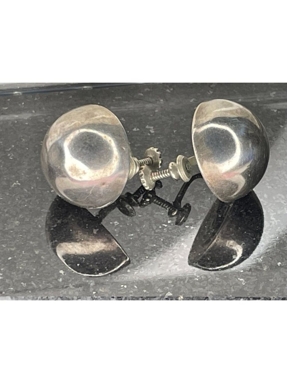 FSS Mexico Sterling Silver 0.75" Dome Screw Earrings Francisco Sanchez Sahagun